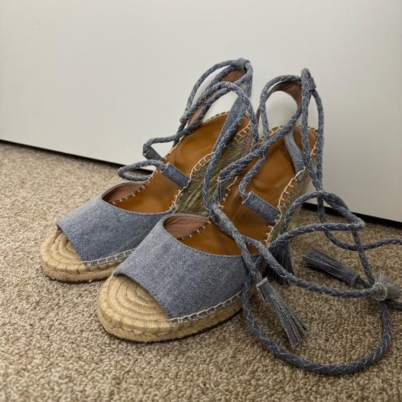 Joie “Phyllis” Espadrille Wedges - Denim Blue - Size 37.5 / 7.5 US (Nordstrom) - Picture 2 of 10